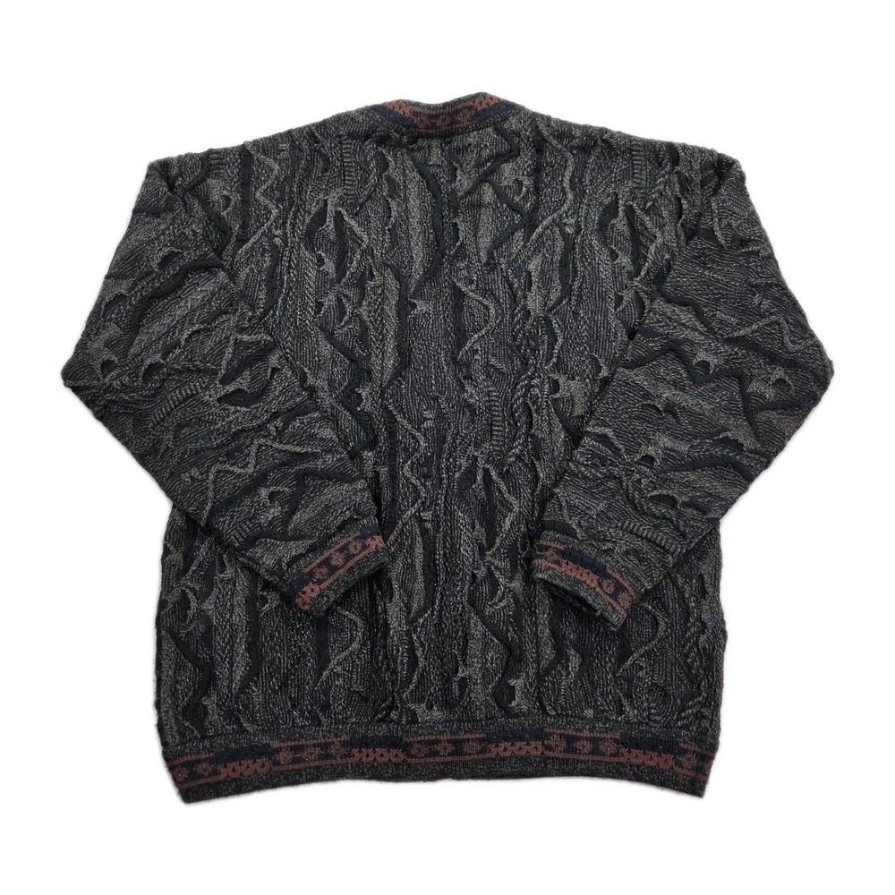 Aklanda Sweater Mens XL Wool Coogi Style Cardigan 3D‎ Knit - Picture 2 of 8